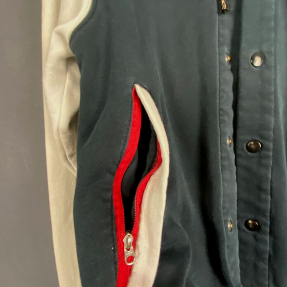 Nike Air Jordan Varsity Hoodie Sweatshirt Mens S Blue White Zip Snap Button Up - Picture 15 of 16